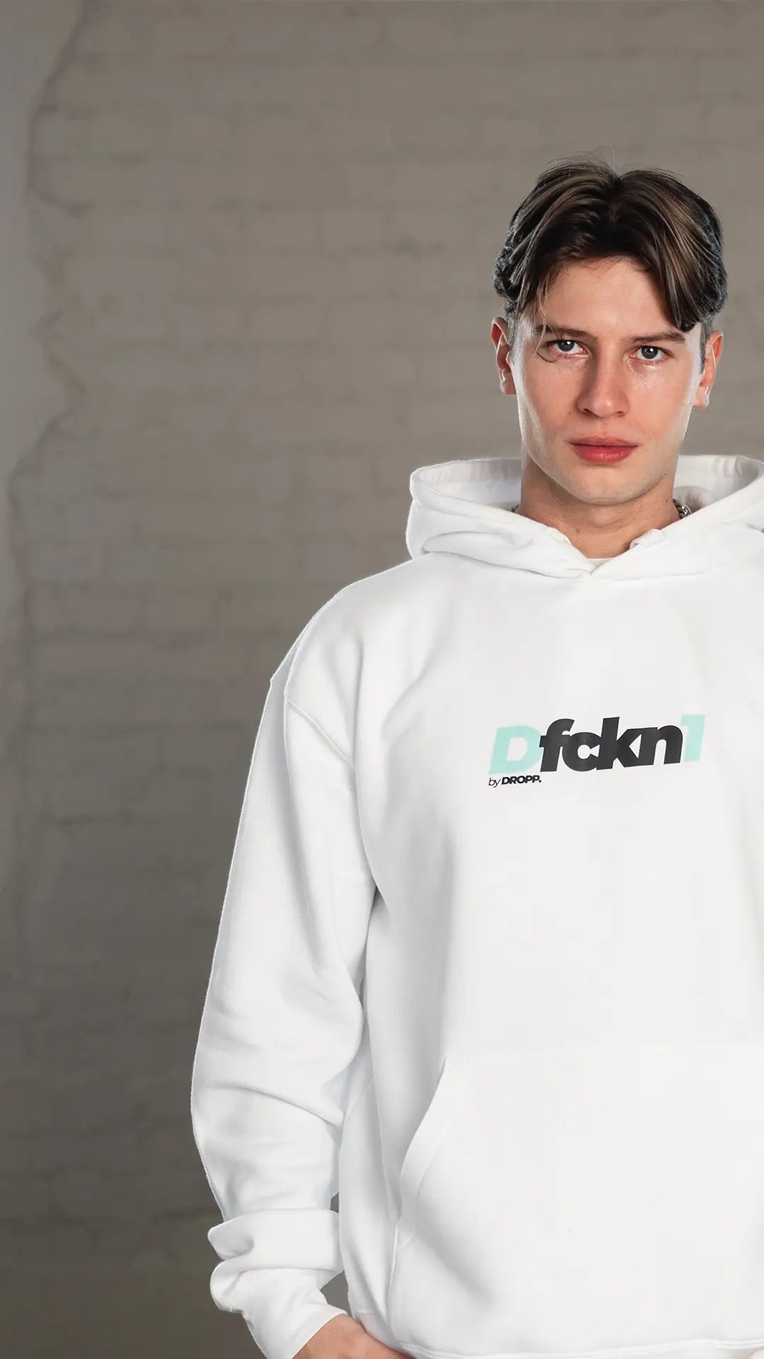 DFCKN1 by DROPP TIFFANY UNISZEX KAPUCNIS PULÓVER (FEHÉR)